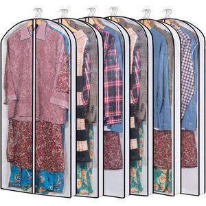 Hanging Clothes Bag with 4" Gusseted Garment Bag (Set of 6) for Storage Suit Bag